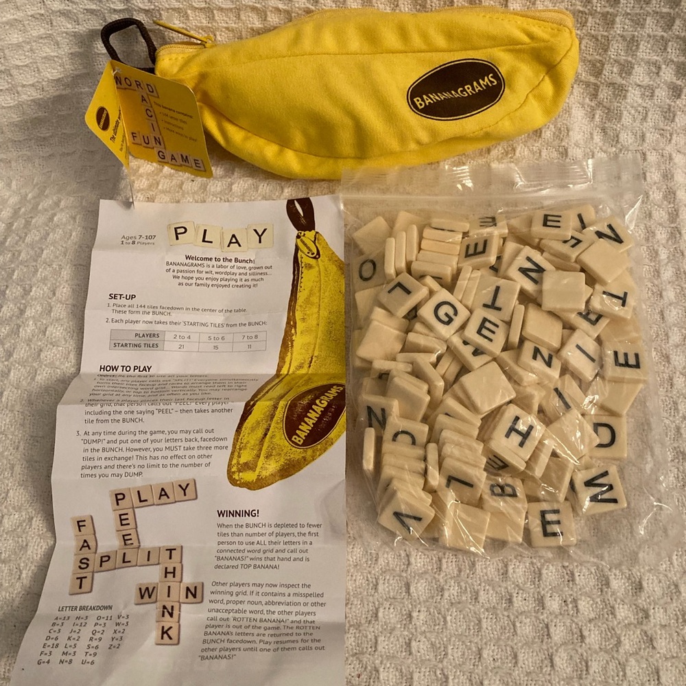 Bananagrams The Anagram Tile Game That Drives You Bananas 144 Tiles NWT